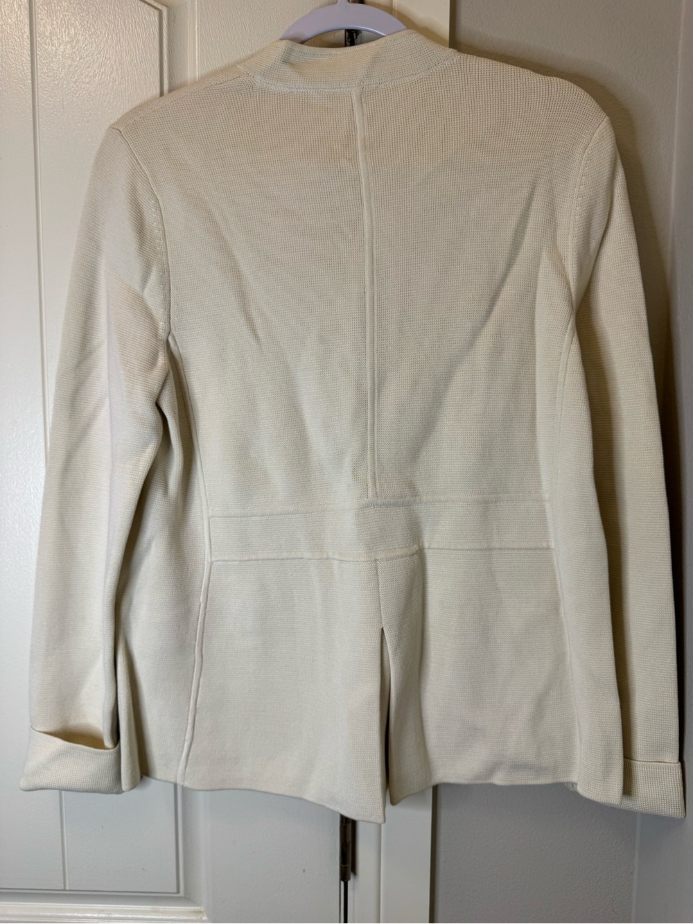 Talbots Cream Knit Button-Front Jacket - Picture 8 of 11